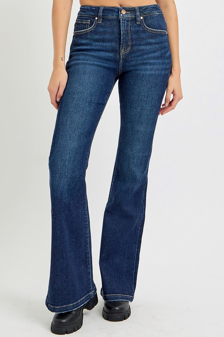 RISEN High Rise Flare Jeans with Pockets