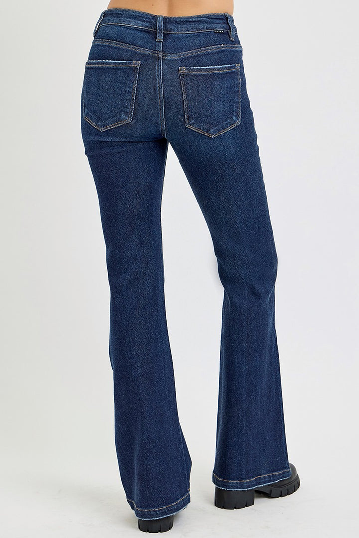 RISEN High Rise Flare Jeans with Pockets