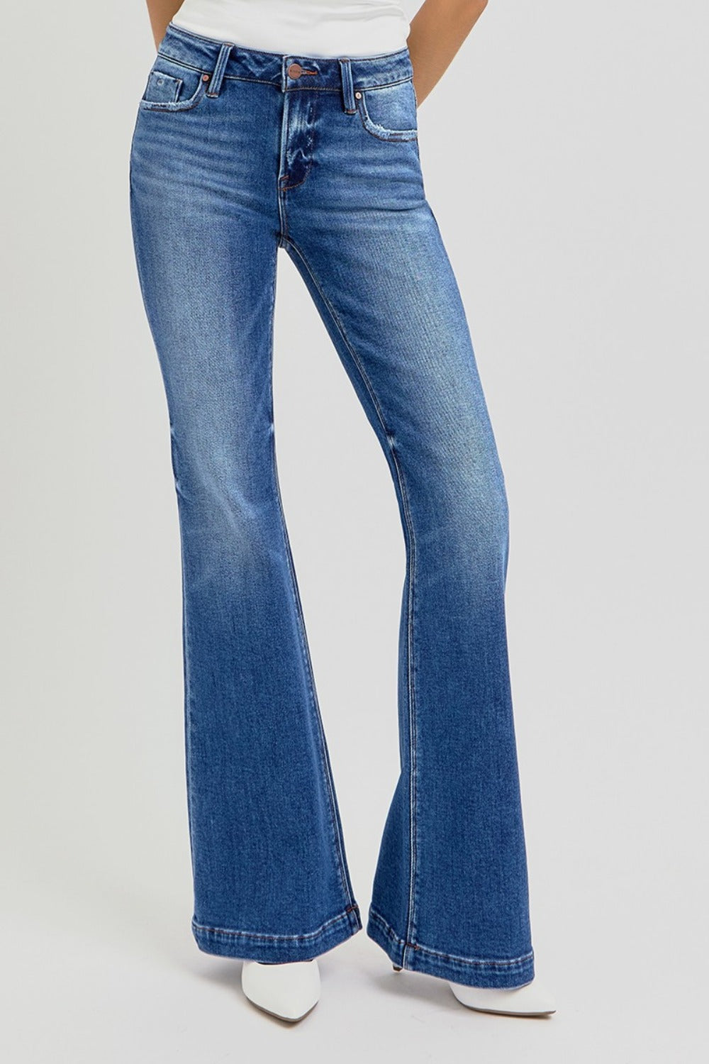 Low Rise Flare Jeans with Pockets